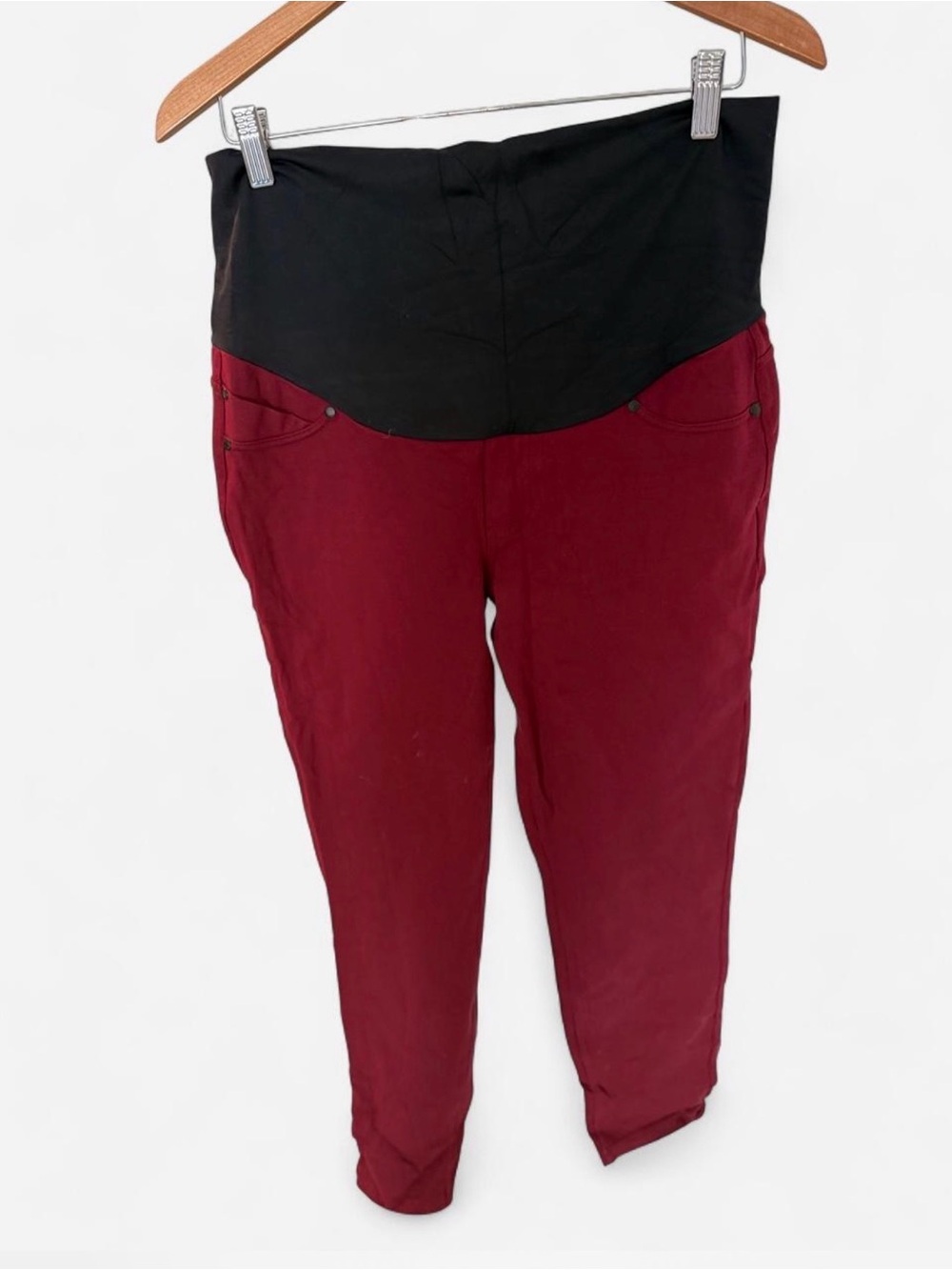 Liverpool Jeans Company Maroon Maternity Pants with Black Waist Panel